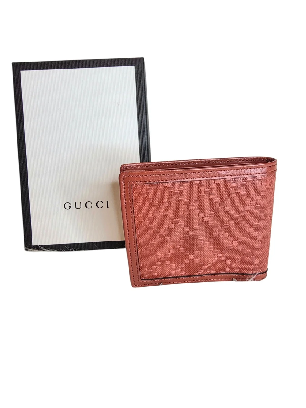 Gucci Diamante Men's Bifold Wallet Geometric Diamond Pattern Red Leather New